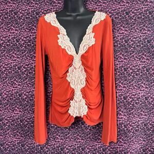 Y2K Vintage Charlotte Russe Deep Plunge Lace Blouse